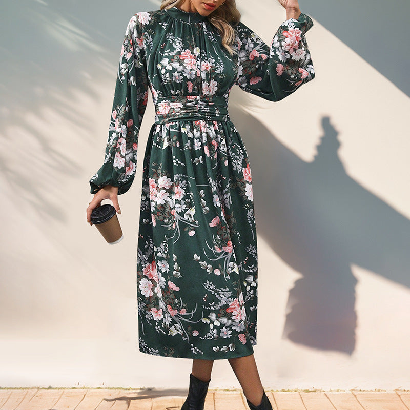 Damen Maxi-Kleid mit elegantem floralem Design und Rüschendetails R&B
