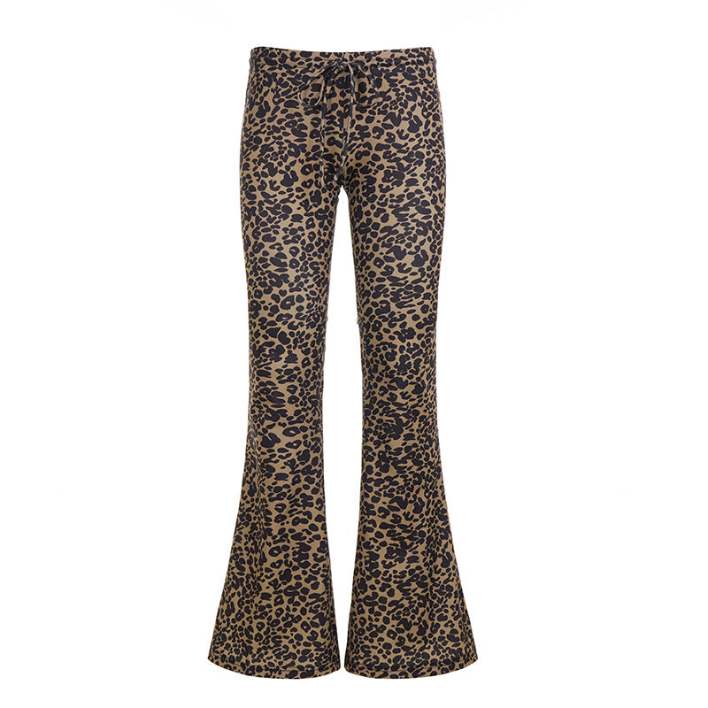 Damen Schlaghose mit Leopardenmuster und hohem Bund R&B
