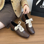 Damen elegante Schnürschuhe im Retro-Stil mit dekorativen Schleifen R&B
