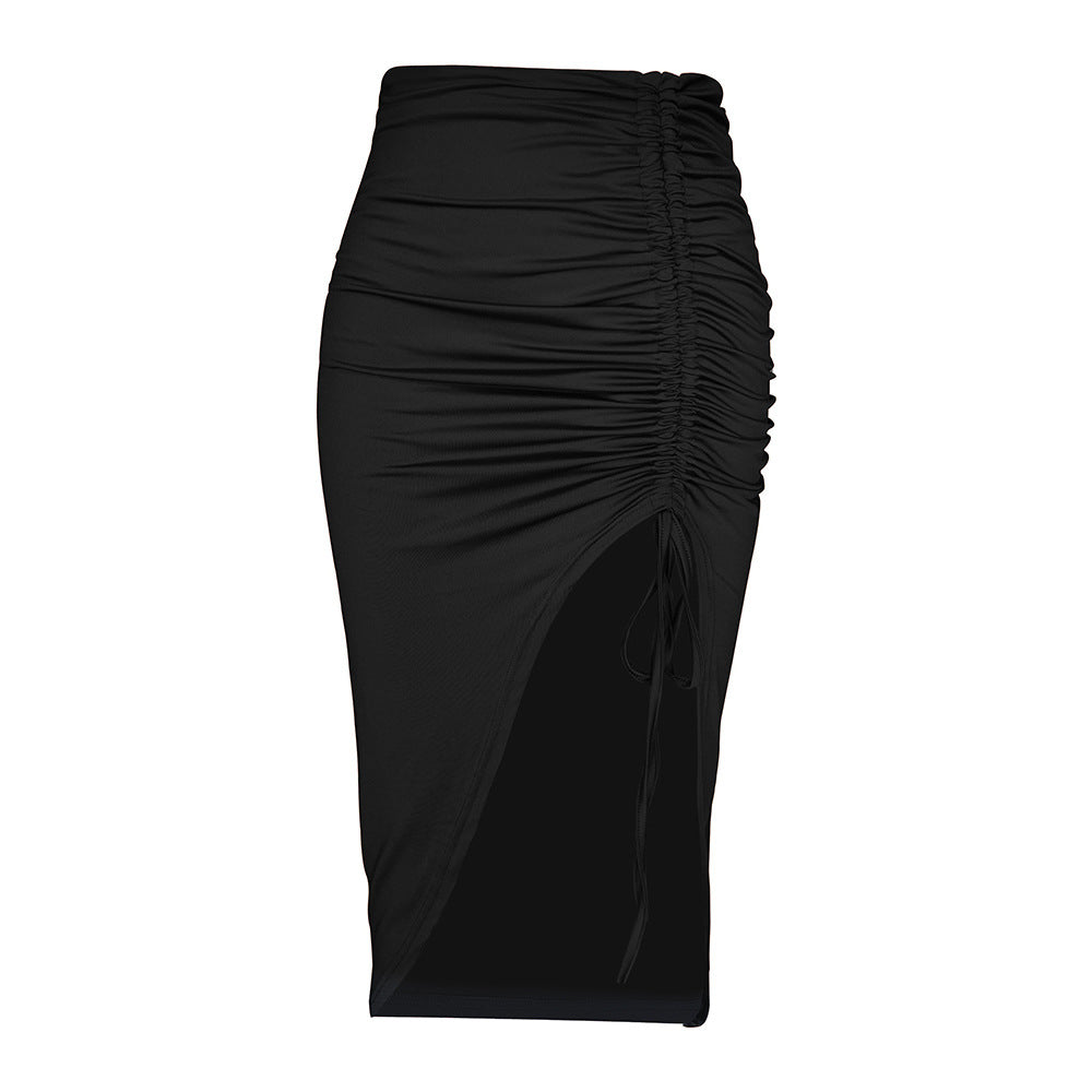 Damen Maxi-Rock mit hohem Schlitz und raffiniertem Rüschendesign R&B