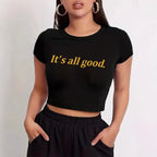 Damen Crop-T-Shirt mit verspieltem Kirschmotiv und elegantem Schleifenprint R&B