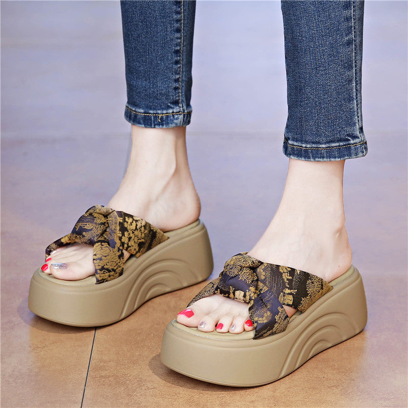 Damen Komfortable Plateau-Sandalen mit modischem Schleifen-Design