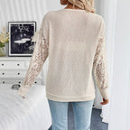 Damen Luftiger Pullover mit Spitzenärmeln R&B