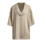 Damen lässiger Strickpullover mit v-förmigem Ausschnitt und zeitlosem Muster R&B