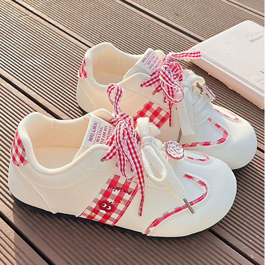 Damen Sneakers mit verspieltem Karomuster und dekorativen Schleifen R&B