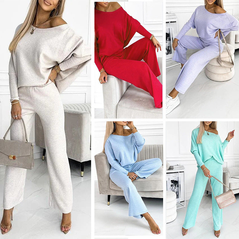 Damen lässiges Set aus Pullover und Hose mit weitem Schnitt R&B
