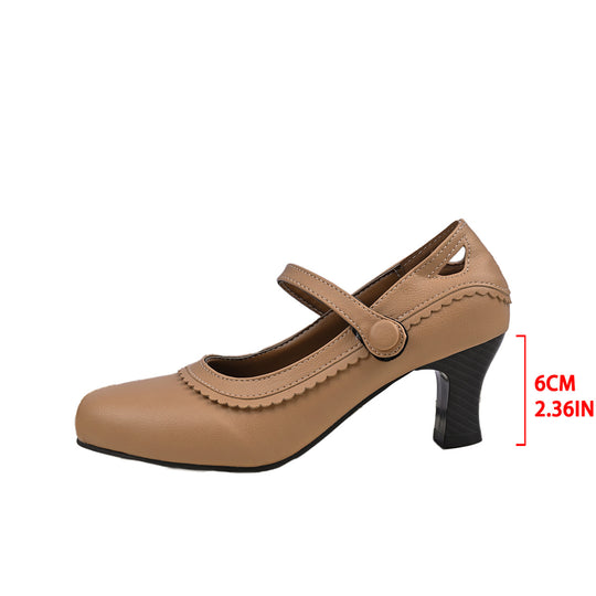Damen elegante Mary Jane Pumps mit schicker Schnalle und komfortablem Absatz R&B