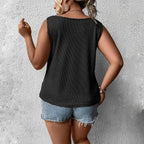 Damen lockeres Knoten-Tanktop mit breiten Trägern und Brusttasche R&B
