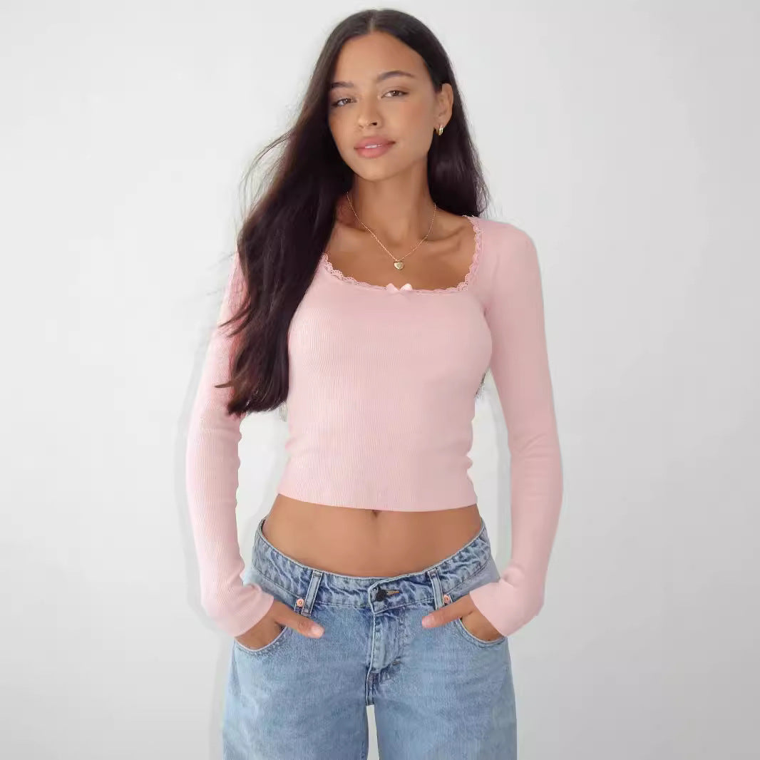 Damen Langarmshirt mit eleganter Rüsche und körpernaher Passform R&B