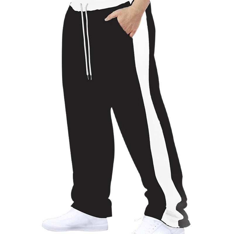 Herren nan lockere Jogginghose mit seitlichem Kontraststreifen, elastischem Kordelzugbund und geradem Bein R&B
