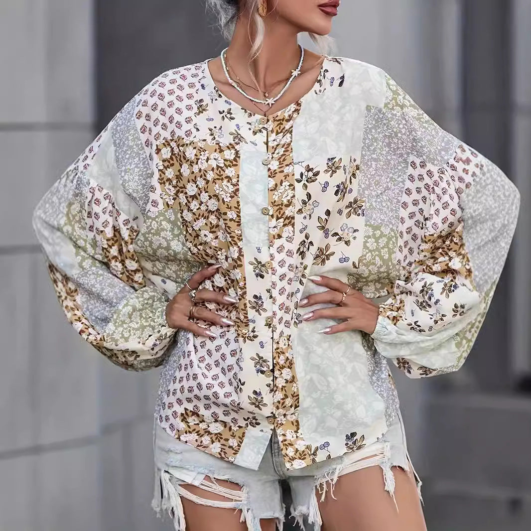 Damen Bluse mit einzigartigem Patchwork-Design R&B