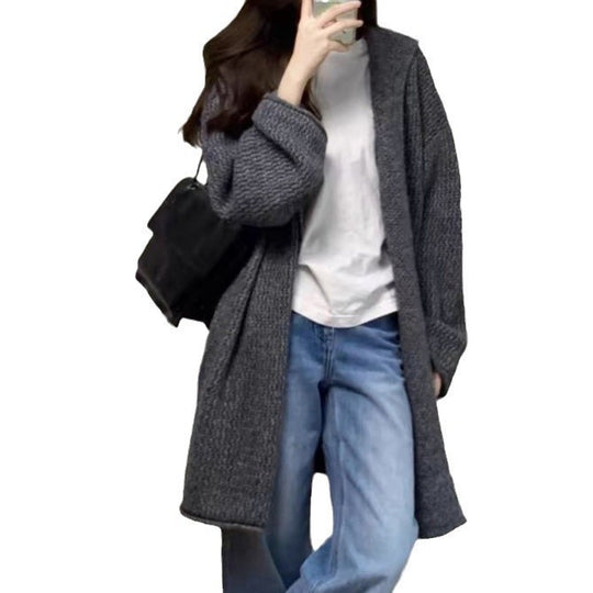Damen Grobstrick Cardigan mit offenem Schnitt und lässigem Design R&B