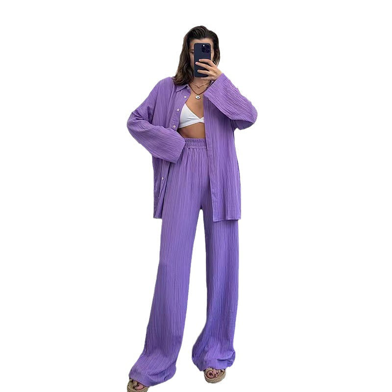 Damen lässiges Übergrößen-Hemd und lockere Hose Set R&B