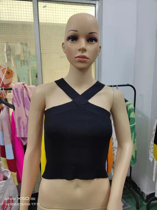 Damen Crop-Top mit schickem Kreuz-Trägerdesign R&B