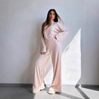 Damen Bequemer Sweat-Loungewear-Anzug mit weitem Schnitt und hohen Ärmeln R&B