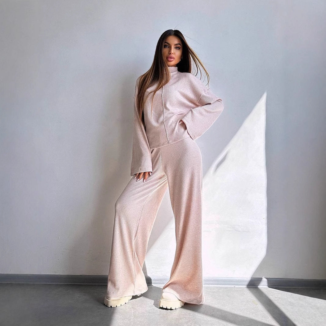 Damen Bequemer Sweat-Loungewear-Anzug mit weitem Schnitt und hohen Ärmeln R&B
