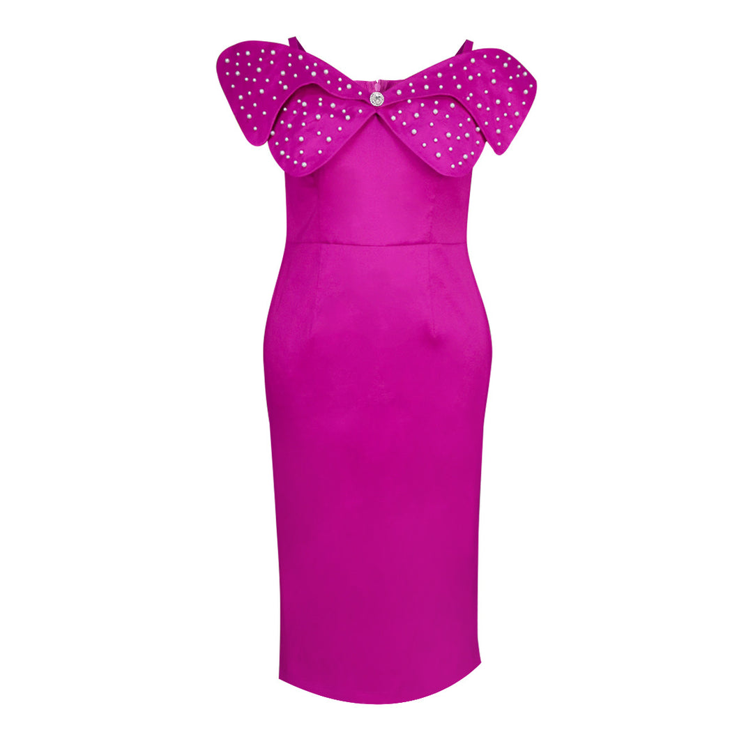 Damen Abendkleid mit auffälligen Rüschen und Glitzer-Details R&B