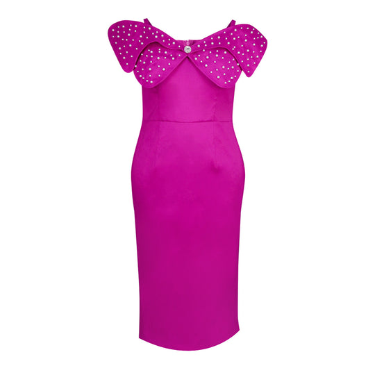 Damen Abendkleid mit auffälligen Rüschen und Glitzer-Details R&B