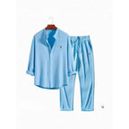 Damen Schlafanzugset mit elegantem Hemd und bequemen Hosen