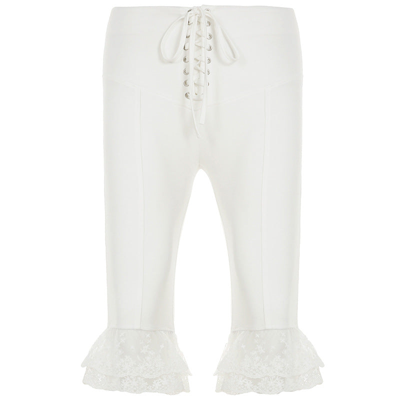 Damen lockere Sporthose mit Spitze und elastischem Bund R&B