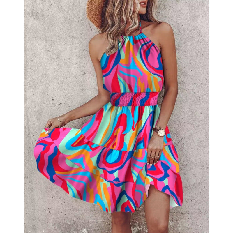Damen Freizeitkleid mit floralen Druckdetails und Taillengürtel R&B