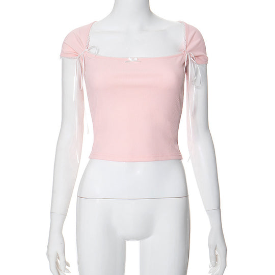 Damen Crop-Oberteil mit verstellbaren Spaghettiträgern und eleganten Knoten-Details R&B