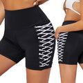 Damen Hochtaillierte Trainingsshorts mit dekorativem Schnürdesign