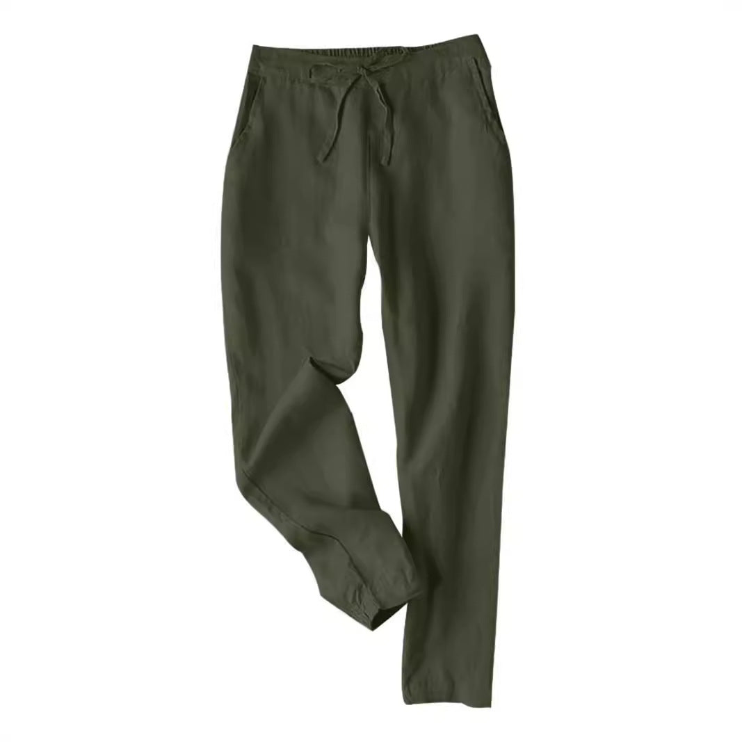 Damen Leichte Chinohose aus atmungsaktivem Leinenmix mit verstellbarem Bund R&B