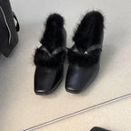 Damen Pantoletten mit luxuriösem Fellbesatz und modernem Design