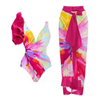Damen Badeanzug-Set mit floralem Design und elegantem Wickelrock R&B