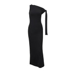 Damen Maxikleid mit asymmetrischem Design und elegantem Schößchen R&B