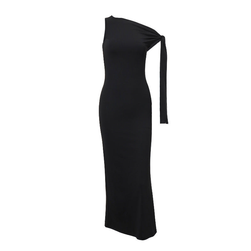 Damen Maxikleid mit asymmetrischem Design und elegantem Schößchen R&B