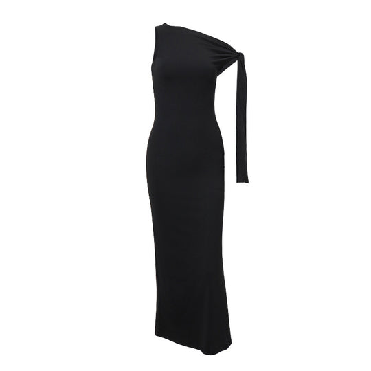 Damen Maxikleid mit asymmetrischem Design und elegantem Schößchen R&B