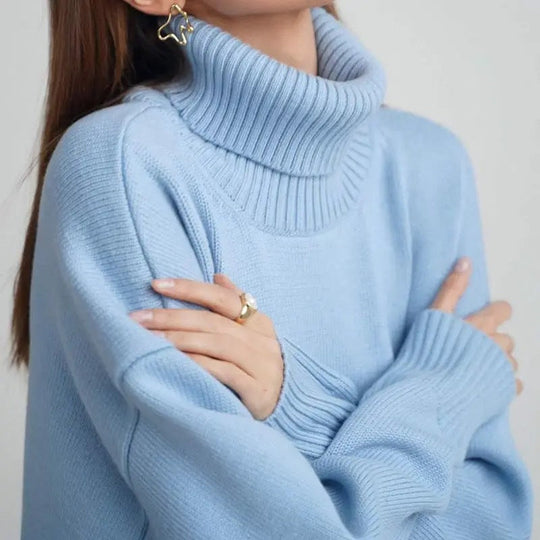 damen oversized rollkragenpullover basic gestrickter pullover