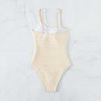Damen Einteiler Badeanzug mit raffiniertem Rippendesign R&B
