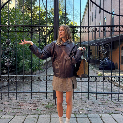 Damen Kurzjacke aus Kunst mit strukturiertem Design R&B