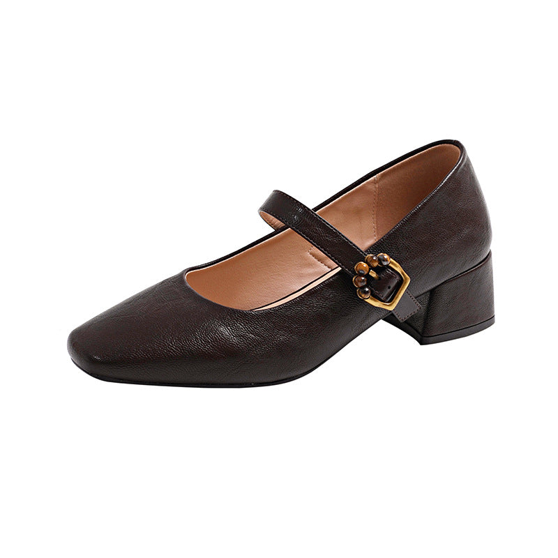 Damen Ballerina-Schuhe mit elegantem Riemchen und dekorativem Schnallen-Detail