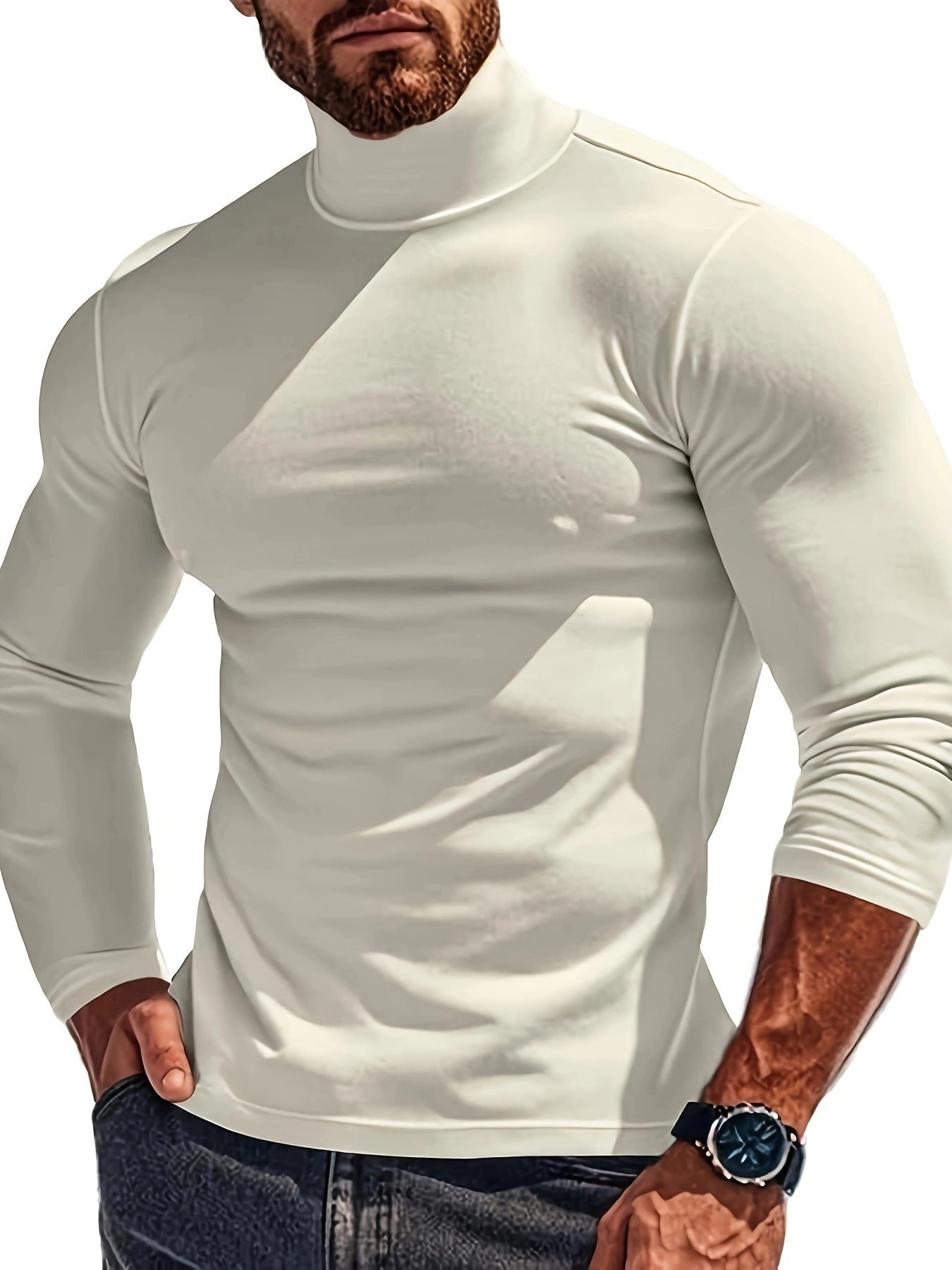 Herren Langärmliges Turtleneck Shirt mit atmungsaktivem Material
