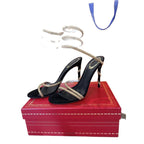 Damen elegante Sandalen mit filigranen Riemen und funkelndem Detail R&B