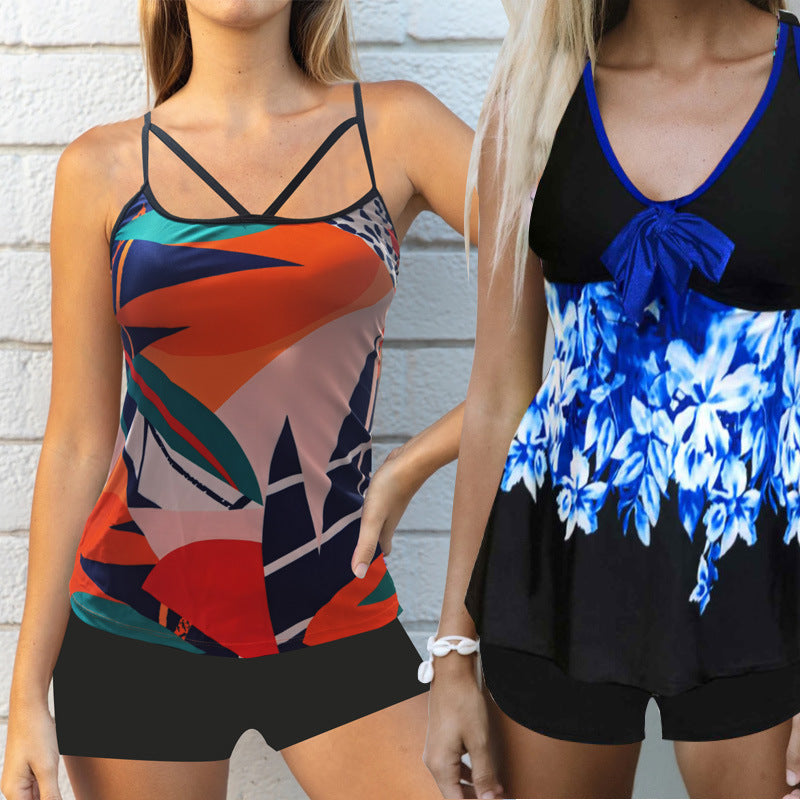 Damen Tankini-Oberteil mit verspieltem Floral-Design und sportlichem Schnitt R&B