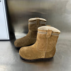 Damen Elegante Wildleder-Stiefel mit warmem Innenfutter und dekorativen Nähten R&B