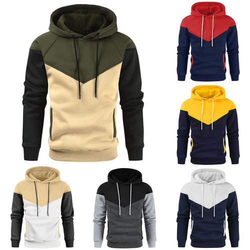 Herren modischer Hoodie mit innovativem Patchwork-Design R&B