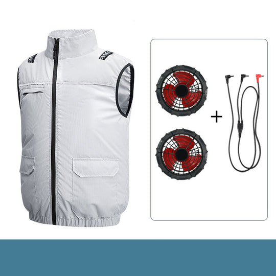 Unisex nan leichte kühlende Arbeitsweste mit integrierten Ventilatoren und externem Akku R&B