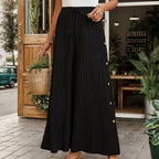 Damen Weite Baumwollhose mit elastischem Bund und Bindegürtel