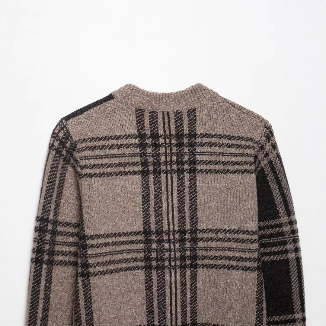 Damen Chicer Karoknopf-Pullover R&B