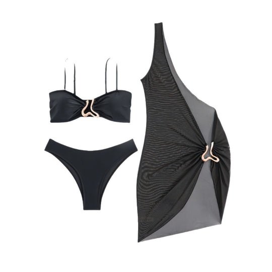 Damen Bikini-Set mit modernem Wickelrock und elastischem Oberteil R&B
