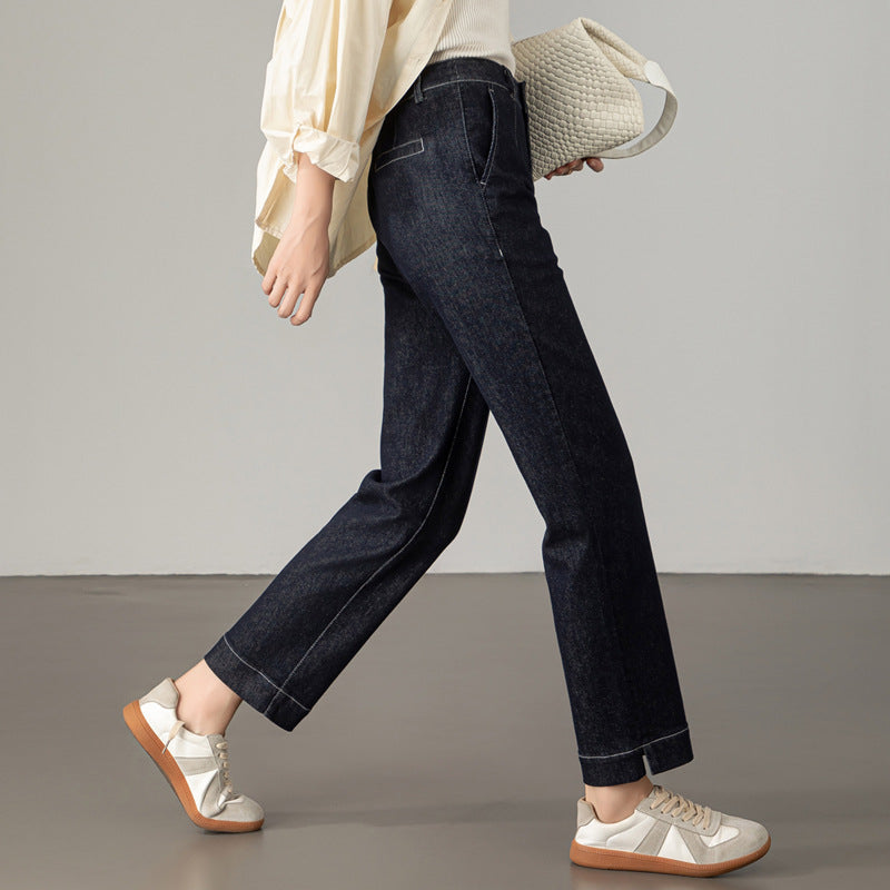 Damen Weite Jeans mit hohen Taschen und modernen Nähten