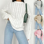 Damen Grobstrickpullover mit raffiniertem Zopfmuster aus weichem Material