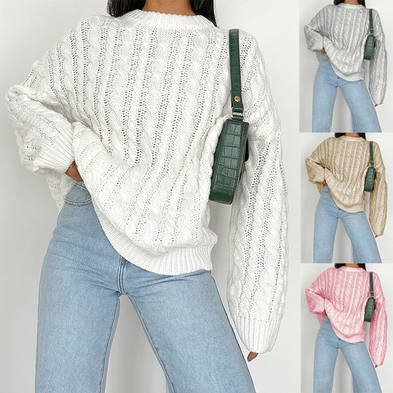 Damen Grobstrickpullover mit raffiniertem Zopfmuster aus weichem Material