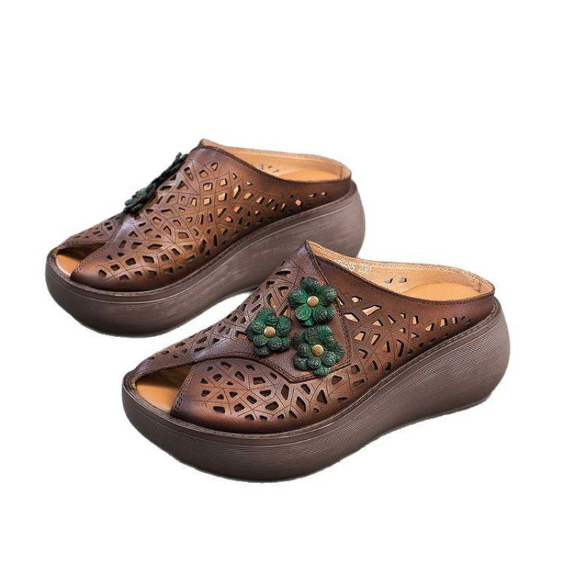 Damen Komfortable Clogs mit floralem Design und atmungsaktiven Ausschnitten R&B